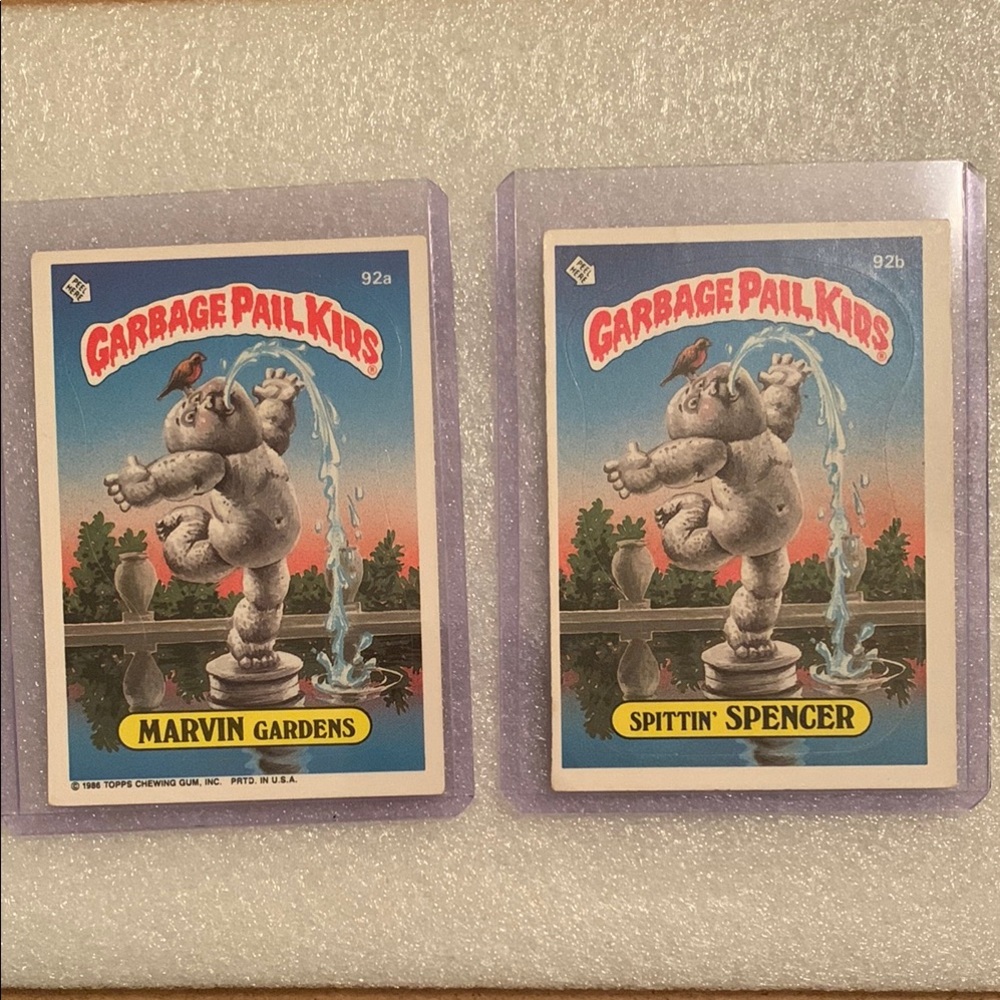 Garbage Pail Kids Trading Cards Marvin Garden 92a Spitting’ Spencer 92b
